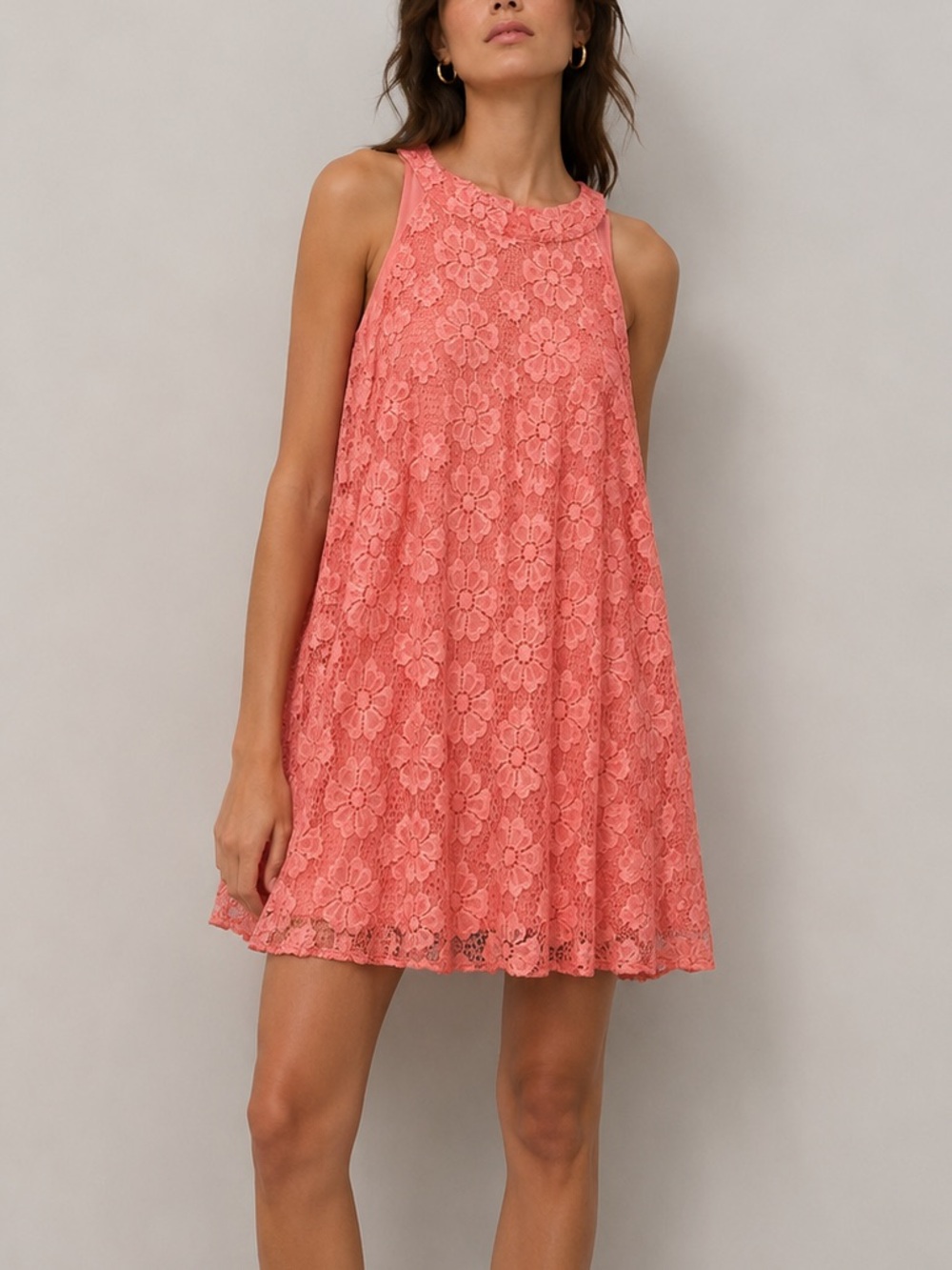 Altar’d state halter lace overlay keyhole back dress